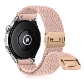 RanBluu 22 mm 20 mm Nylon Strap, Braided Replacement Strap, Elastic Watch Strap with Magnetic Clasp (22 mm, Light Pink)