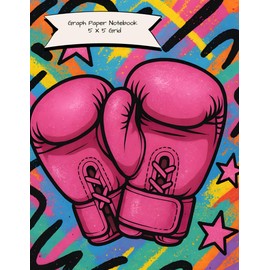Pink Boxing Gloves Graph Paper Notebook: 5x5 Grid | 8.5" x 11" | Retro Boxing Cover for Fighters, Artists & Students