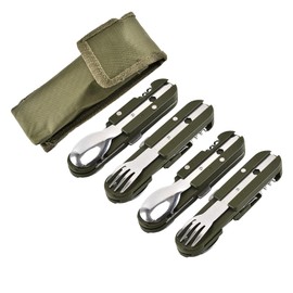 Detachable Camping Tableware Set Portable 5-in-1 Stainless Steel Travel Tableware Multifunctional Folding Tableware Outdoor Tableware Travel Tableware (4pack)