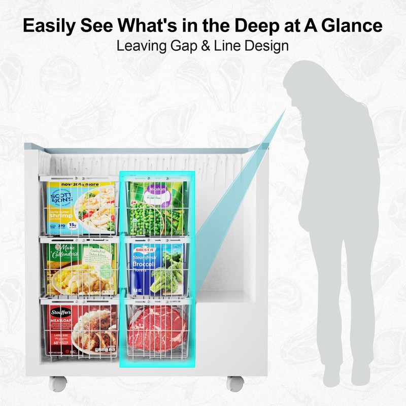 iSPECLE Freezer Organizer Bins - 2 Pcs Hanging Baskets for