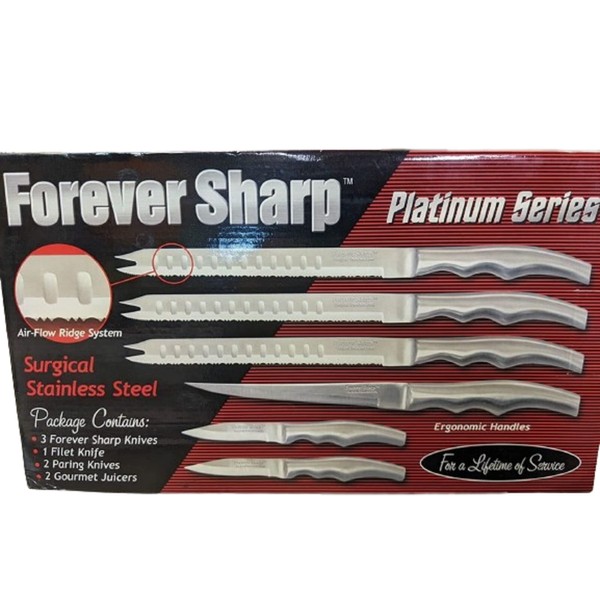Forever Sharp Platinum Series 8 Pc Surgical Stainless Steel Knives