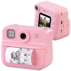Playtastic Camera with Photo Printer: Kids Instant Camera with Selfie Lens 2" Display 48MP Pink (For Kids with Thermal Printing Instant Photo Digital Camera)