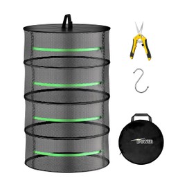 iPower Herb Drying Rack Zippered 4 Layer 24" Hanging Dryer with Garden Pruning Shear and Hook for Hydroponics Herb, Plant, Seed, Bud in Closets, Grow Tents & Outdoor