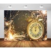 CORFOTO 8x6ft New Year's Eve Backdrop Golden Fireworks Sparklers Clock