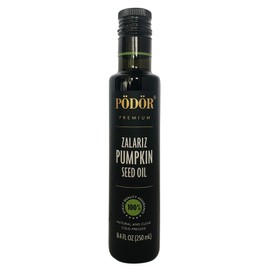 PÖDÖR Premium Zalariz Pumpkin Seed Oil - 8.4 fl. Oz. - Cold-Pressed, 100% Natural, Unrefined and Unfiltered, Vegan, Gluten-Free, Non-GMO in Glass Bottle