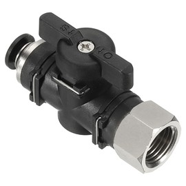 PATIKIL Pneumatic Ball Valve 1/4" OD x 1/4" PT Female Thread, Push to Connect Fittings Ball Valve Air Flow Control Valve Hose Fittings Straight Quick Connect Union for Compressed