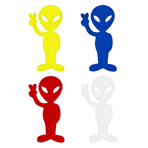 4pcs Reflective Alien Stickers – Fun Waterproof Car Stickers and