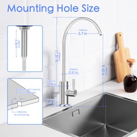 Poyde Lead-Free RO Faucet Single Handle Drinking Water Faucet for Kitchen Sink Water Purifier Faucet for Non-Air Gap Reverse Osmosis Water Filter System 304 Stainless Steel (Brushed Nickel)