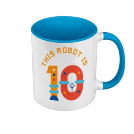 Tasse in Premium-Qualität, Blau – This Robot is 10 Celebration Birthday Party Gift Mechanic Machine – Tasse mit Henkel und farbigem Innenfutter