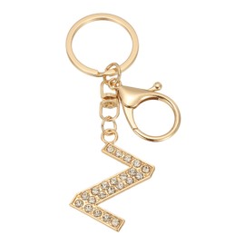 PATIKIL Initial Letter Keyring, Letter A-Z Key Ring, Initials Key Ring, Cute Metal Crystal Alphabet Keyring for Key Charm, Golden (Z), Z