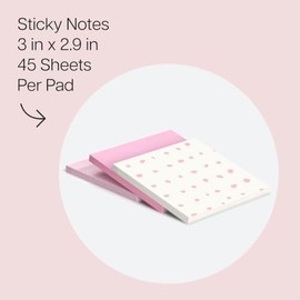 Post-it Notas adhesivas con patrones pulidos, diseño de rubor de burbujas con 1 patrón de puntos, 1 rosa positivo y 1 bloc de notas adhesivas de sal r