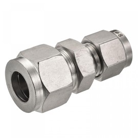 sourcing map Compression Tube Fitting 304 Stainless Steel 8mm x 12mm Tube OD Double Ferrule Straight Coupling Adapter
