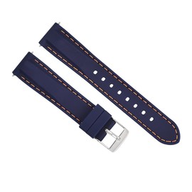 Ewatchparts 18mm Rubber Diver Watch Band Strap Compatible With Tag Heuer Formula F1 Watch Blue With Orange Stitching