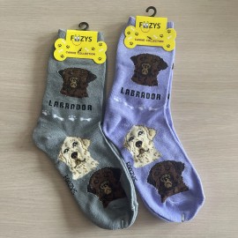 Foozys Labrador Dog Puppy Women's Foozys Socks 2 Pairs Brand New Purple & Gray