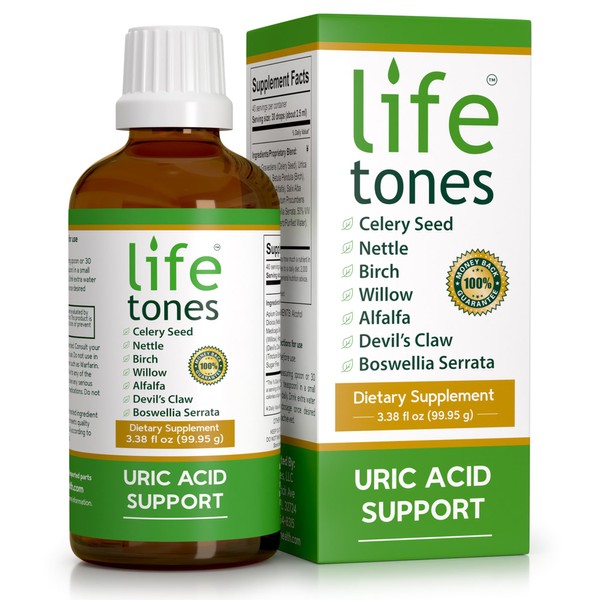Lifetones Uric Acid Support - Joint Health for Men & Women - Liquid Uric Acid Cleanse for High Absorption - Herbal Cleanse Detox for Joint Comfort - Boost Flexibility - 3.38 fl oz