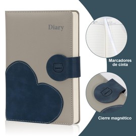 MIAOKE Journal Notebook A5 with Vegan Leather, 200 Pages Magnetic Closure Hardcover Diary, Notebook with Hearts Cover, Ideal for Work, School and Travel