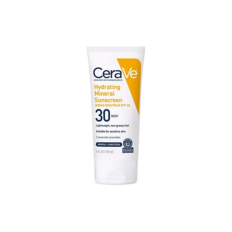 CeraVe 100% Mineral Sunscreen SPF 30 | Body Sunscreen with