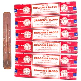 Satya Nag Champa Dragons Blood Incense Sticks | x6 pack | with SAMASIA incense sticks holder | Used for Aromatherapy, Spa, Yoga, Weddings, Meditation, Healing, Positivity and Relaxation