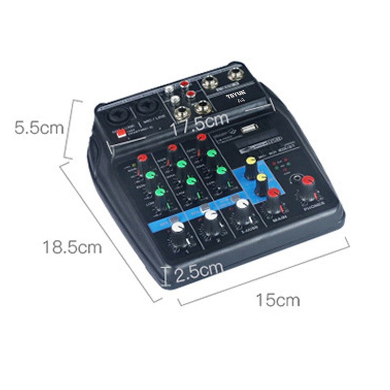 Portable 4-Channel BT Sound Mixing Console Digital Audio Mixer Built-in
