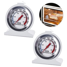 2PCS Stainless Steel Oven Thermometer, Oven Thermometers with Large Dial, Dual-Scale 50-300°C/100-600°F, Hang or Stand in Oven, for Gas Electric ovens, Pizza Oven Accessories Oven,Kitchen Essentials