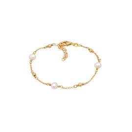 Elli Women's Bracelet Classic with Freshwater Cultured Pearls in 925 Sterling Silver Gold-Plated, Sterling Silver, None