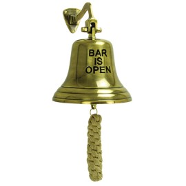 Unbranded "Bar is Open" Bell with Rope Pull Brass over Aluminum Metal Quality Decorative