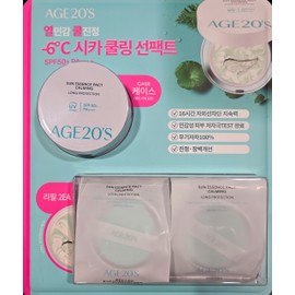 AGE2WENNESS AGE20'S AGE20's Sun Essence Pact Calming Long Protection Case + 2 Refills 16-hour UV protection lasting SPF 50+ / PA++++ Hypoallergenic for sensitive skin / AGE20'S 에이지투웨니스 선 에센스 팩트 카밍 롱프로텍션 케이스 + 리필 2개 16시간 자외선 차단 지속력 SPF 50+ / PA++++ 민감성 피부