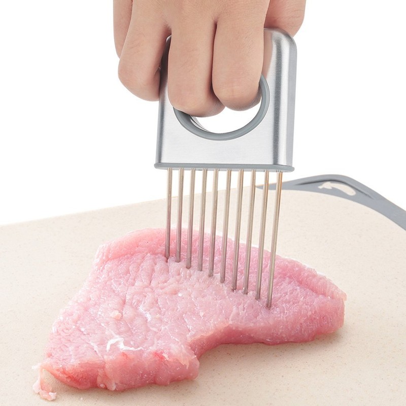 Onion Holder Vegetable Slicer Stainless Steel Onion Peeler with Comfortable