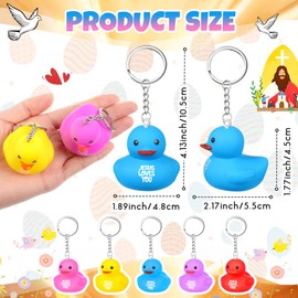 Deekin 30 Pcs Jesus Loves You Rubber Duck Keychain Multicolor Easter Ducks Key Chains Tiny Mini Squeaky Cruise Pendant Bulk Ornaments for Birthday Gifts Party Favors Church Reward (2.2 Inches)