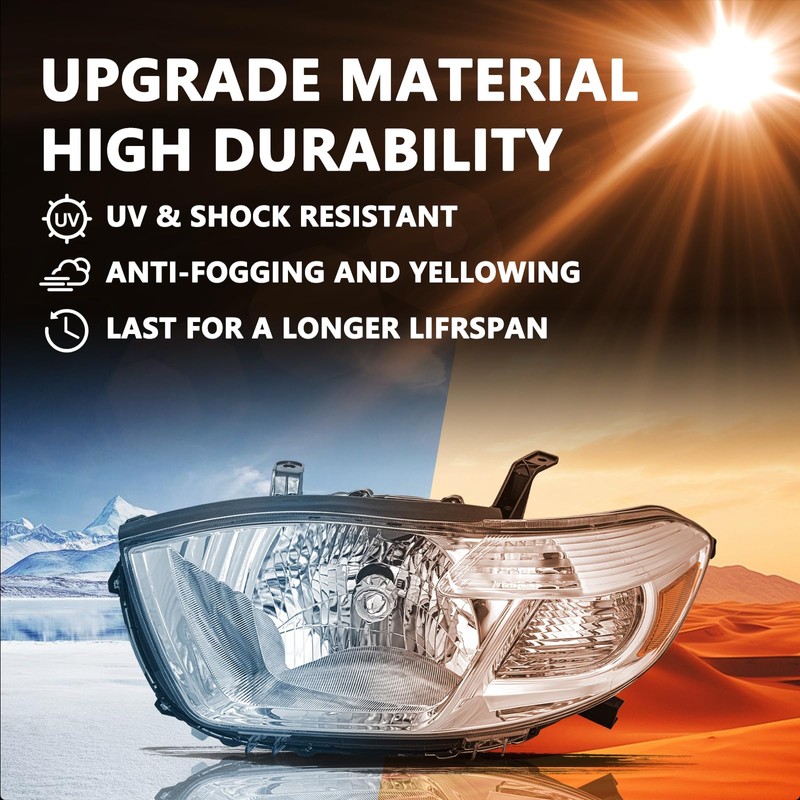 Aosky Halogen Type Headlight Assembly Set Replacement for 2008-2010 Toyota