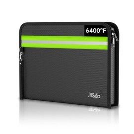 Bolsa de documentos ignífuga 6400℉, de 15” X 11”, impermeable, con cremallera, bolsa de dinero ignífuga con 12 capas aisladas, bolsa de seguridad contra incendios con tira reflectante para