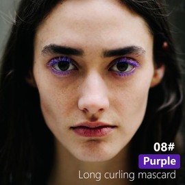 BINGBRUSH Colored Mascara for Eyelashes, Voluminous Colorful Mascara, Pink Purple Blue Green Red-Lengthening, Defining, Curling, Multiplying Formula (#08-Purple, 1 Count (Pack of 1))