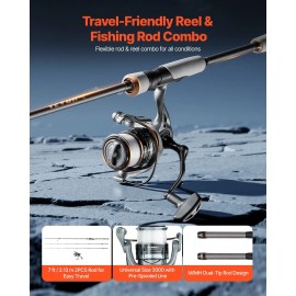 IM7 Carbon Fiber Spinning Rod Reel Combo for Bass Fishing 7 ft Two-Piece Pole with 7+1 Ball Model D0100X3K51X D01027R4LD8Default: Default