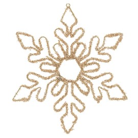 A&B Home Set of 3 Gold Tinsel Snowflake Ornaments - Decorative Metal Hanging Ornaments, Holiday Décor, Christmas Tree Decoration Mantel Wreath Tabletop Accent, 15.4" x 0.2" x 18"