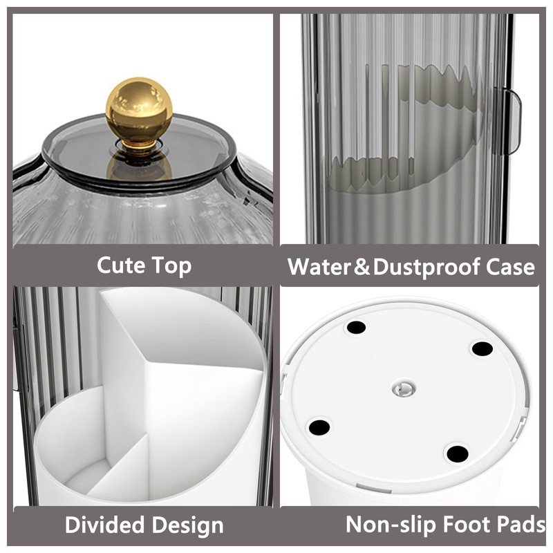 Asayuee 360 Rotating Makeup Brush Holder Organizer with Lid (White