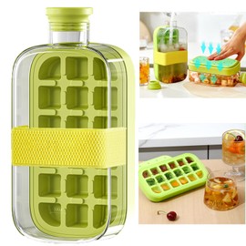 YVPSI Ice Cube Bottle Press Ice Cube Mold 2in1 Ice Cube Tray Water Bottle Style with Lid and Straw Cool Summer Bottle Cup for Freezer Travel