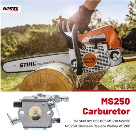 NIMTEK MS250 Carburetor with Ignition Coil for Stihl 021 023 025 MS210 MS230 MS250 Chainsaw with 1123 160 1650 Air Filter Tune Up Kit Replace Walbro WT286