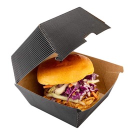 Ripple Wall Mini Slider, Slider Burger, Mini Burger Box, Disposable Mini To Go Box - Black - 2.5 Inch - 100ct Box - Restaurantware