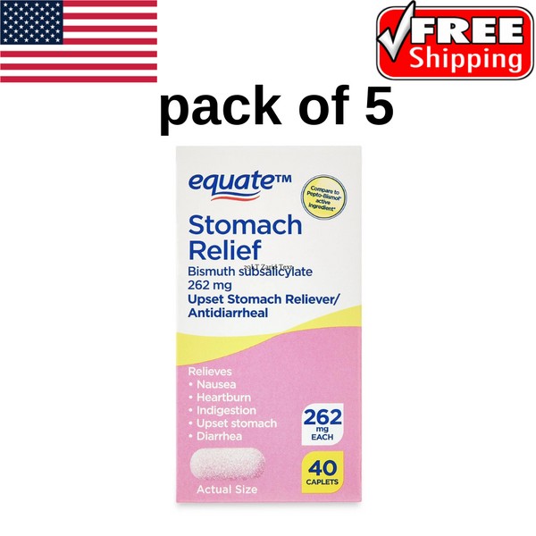 Equate Stomach Relief Caplets, 262 mg, 40 Count , 5