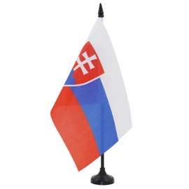 AZ FLAG SLOVAKIA TABLE FLAG 5'' x 8'' - SLOVAK DESK FLAG 21 x 14 cm - Black plastic stick and base