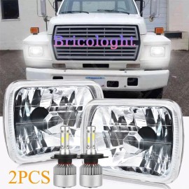 Bricologht 2x 7X6 5x7 LED Headlight Hi/Lo Beam Fit Ford F600 F700 F800 Ft800 Dump Truck C12