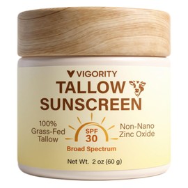 Beef Tallow Sunscreen with Clear Zinc: Non-Toxic SPF 30 Sunscreen for Face & Body, Natural Sunblock with Nourishing Tallow & Botanical Extracts 2 Fl Oz