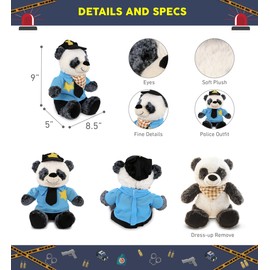 DolliBu Sitting Panda Police Officer Plush Toy - Super Soft Sitting Panda Cop Stuffed Animal Dress Up with Cute Cop Uniform and Cap Outfit Gift for Law Enforcement - 9 Inches