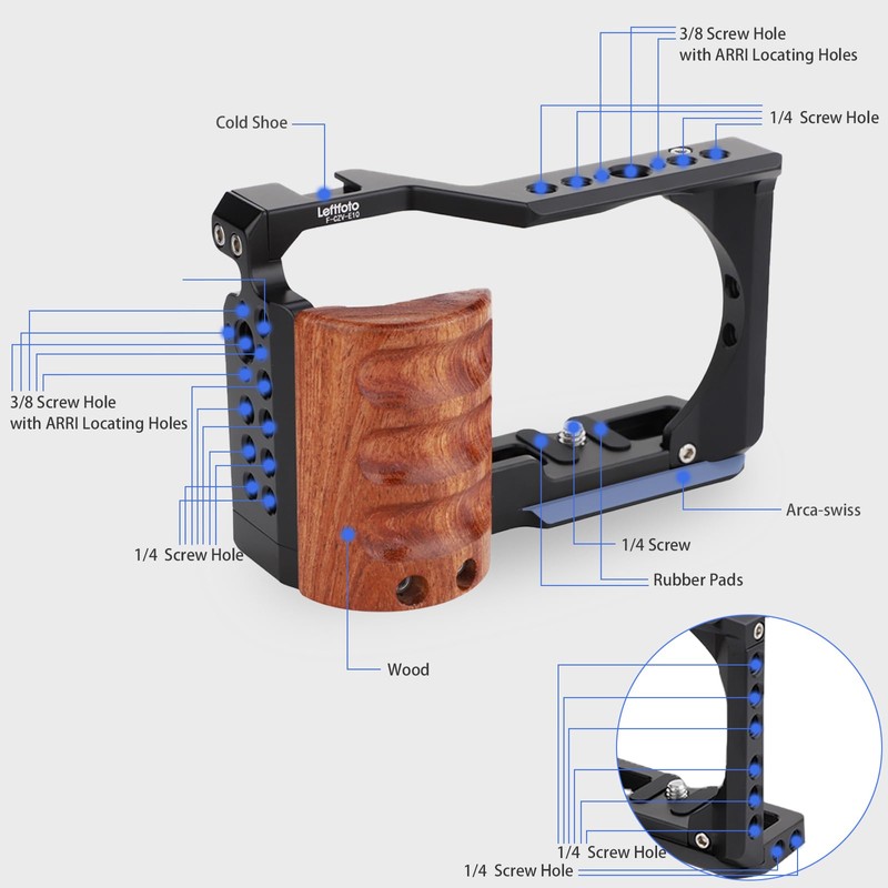 Leftfoto Upgrade Metal Cage With Wood Handle For Sony α