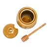 Creative Co-Op Farmhouse Embossed Stoneware Honey Pot with Wood Honey