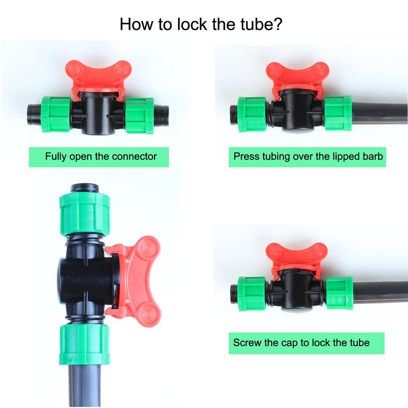 Drip Irrigation Shut Off Valve, In-Line Barbed Switch Valve Locking
