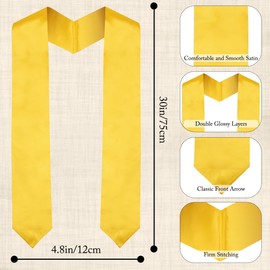 75cm Graduation Stole For Adults,Plain Graduation Honor Stole,Unisex Graduation Stole,Graduation Stole,Clergy Choral Stole,Plain Graduation Sash,Sash For School Church Ceremony,Graduation Gift,Gold