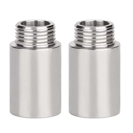 Fitvell Stainless Steel Pipe Fitting Shower Arm Extension 50mm Length G 1/2 Male to G 1/2 Female BSP Thread Shower Head Extender (pack of 2)