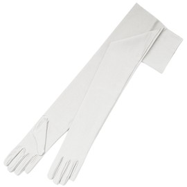 Shooting Stars Matte Satin Opera Length Gloves, Diamond White