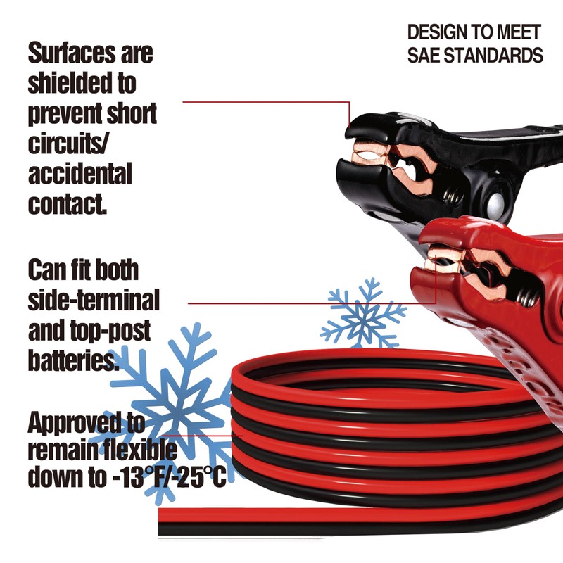 CARTMAN 4 Gauge 16 Feet Jumper Cables 300AMP Heavy Duty